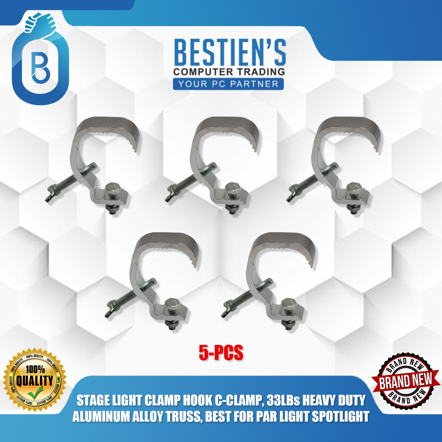 10-Pack STMIDVG Stage Light Clamp Hooks For DJ Lights, Par Spots & Moving Heads - Fits 1.18\" To 2\" Truss Poles