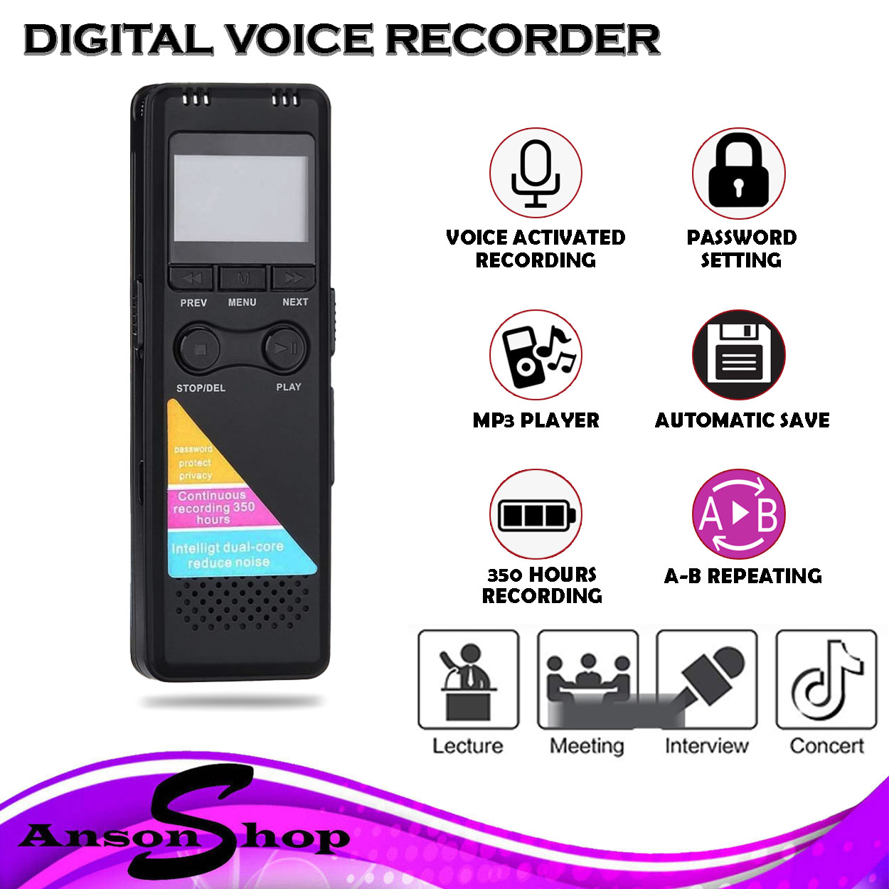 NEW DIGITAL VOICE RECORDER 16GB/32GB Voice Activated Recording Portable