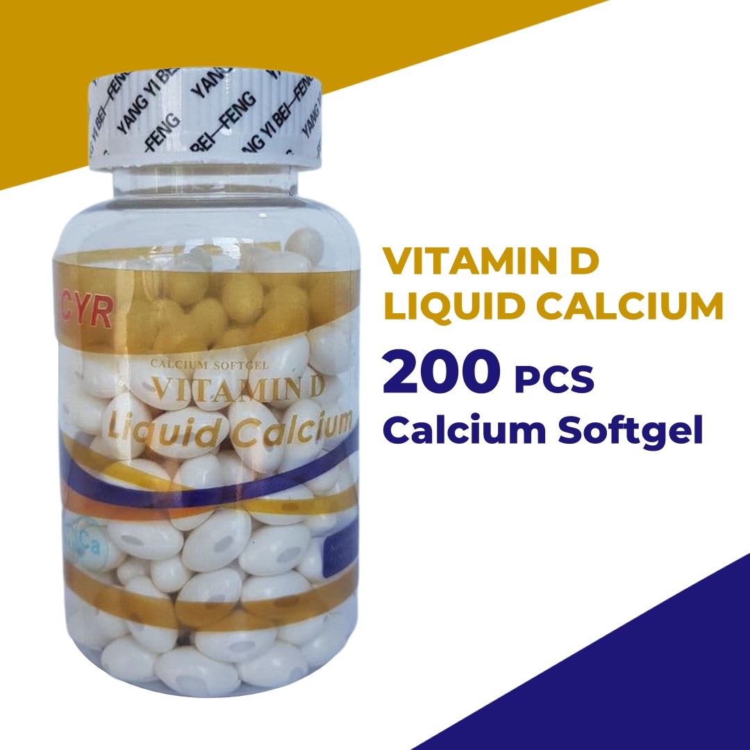 VITAMIN D LIQUID CALCIUM SOFT GEL 200 PCS, 100 AUTHENTIC AND ORIGINAL