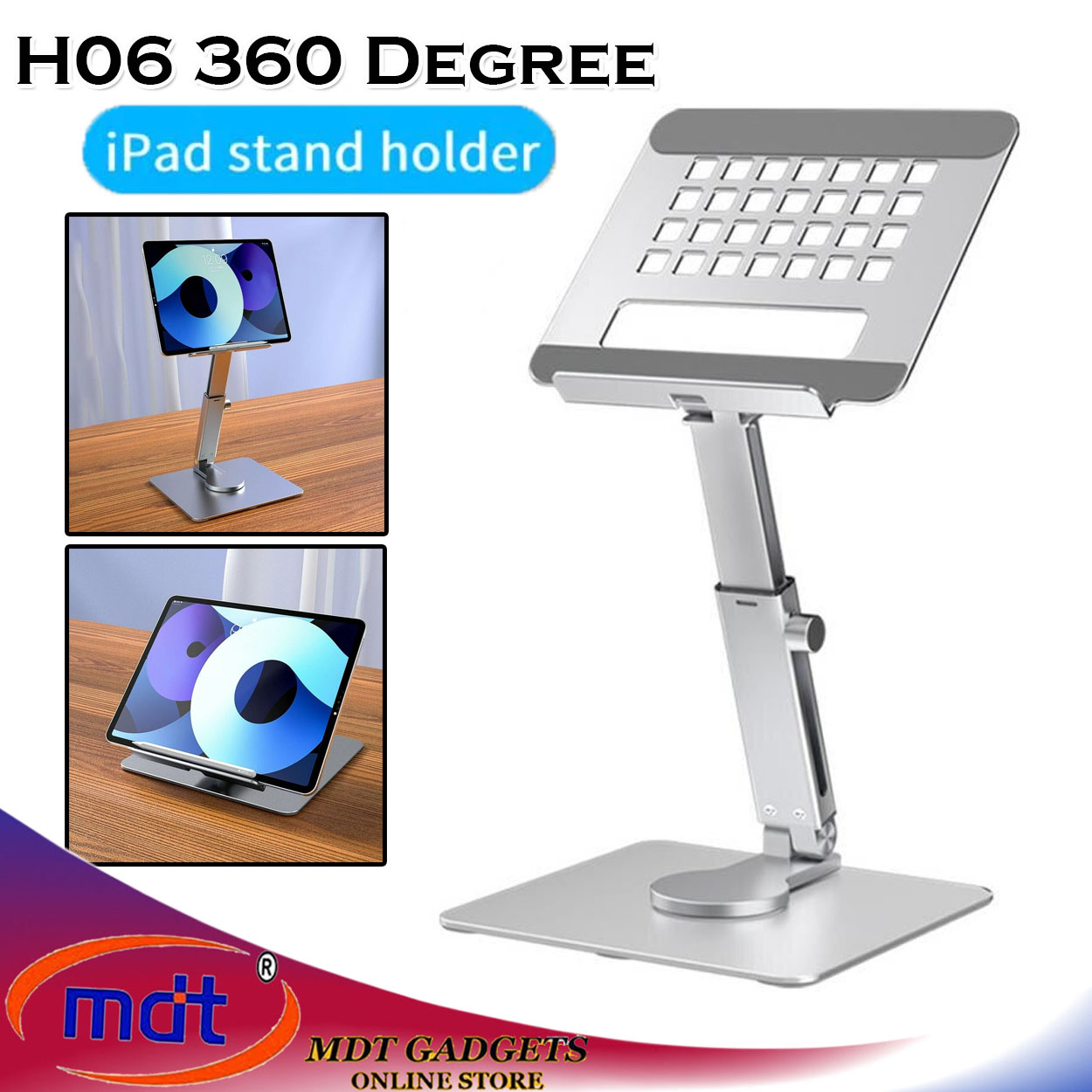 H06 Laptop Holder Riser 360 Degree Swivel Computer Tablet Stand Height