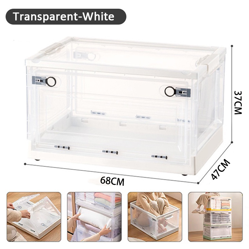 【BUY 1 TAKE 1】115L Three Doors Plastic Storage Box With Wheels Side ...