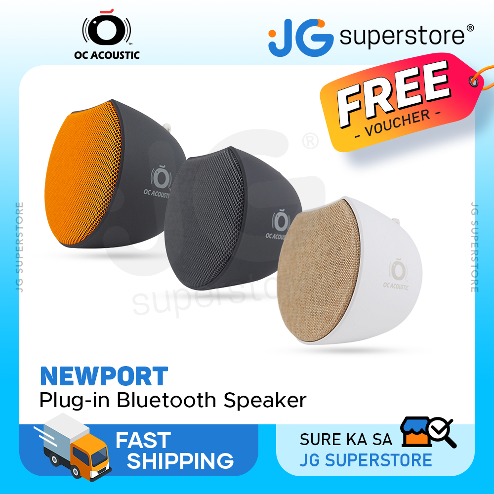 OC Acoustic Newport Plug-in Outlet Wireless Bluetooth Speaker with Built-in  USB Type-A Charging (Black)