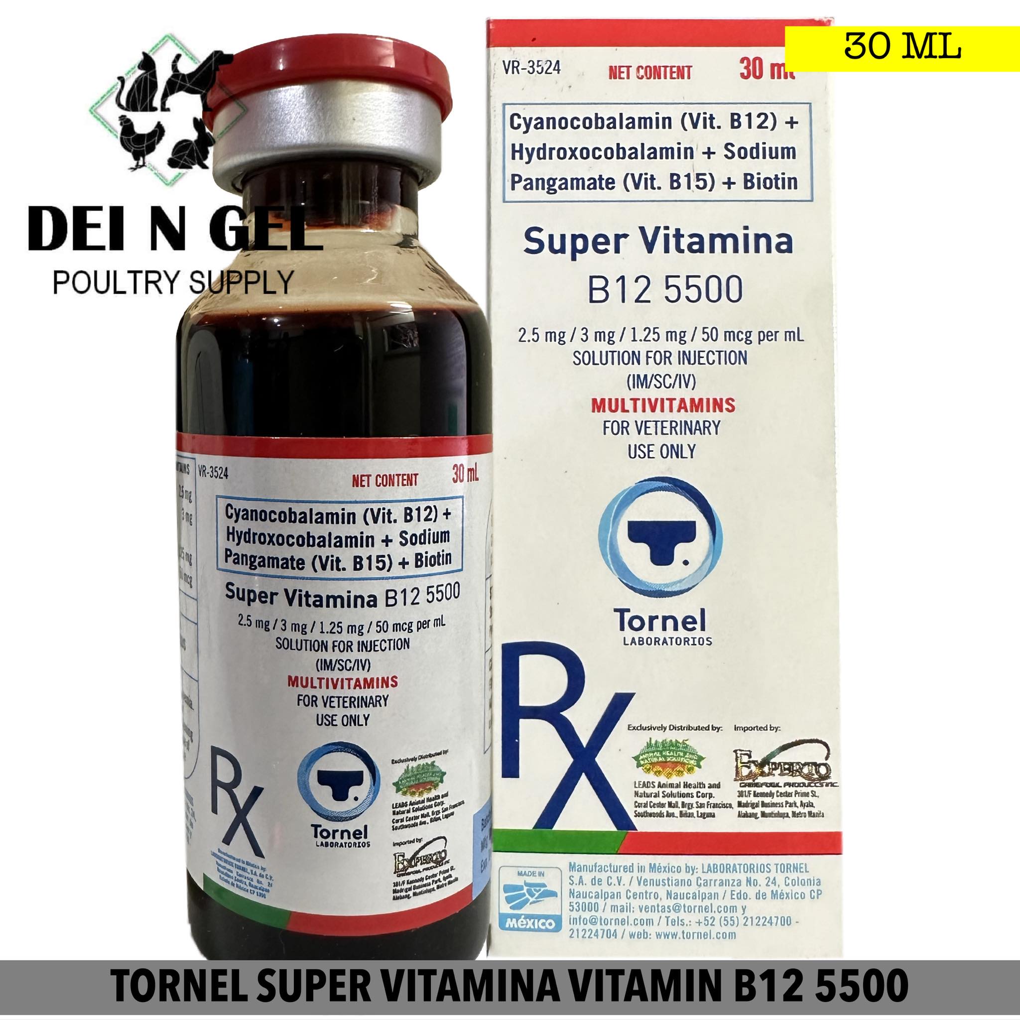 b12 5500 injections TORNEL SUPER VITAMINA VITAMIN B12 5500 FOR GAMEFOWL (30ML) All Life Stage  Animal Supplement 30Ml Vitamin B12 For Farm Animals - Lazada