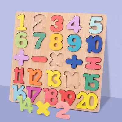 EAlphabet Digital Puzzle Wooden Toys Kid Number Letter shape Matching Jigsaw Board 20*20cm
