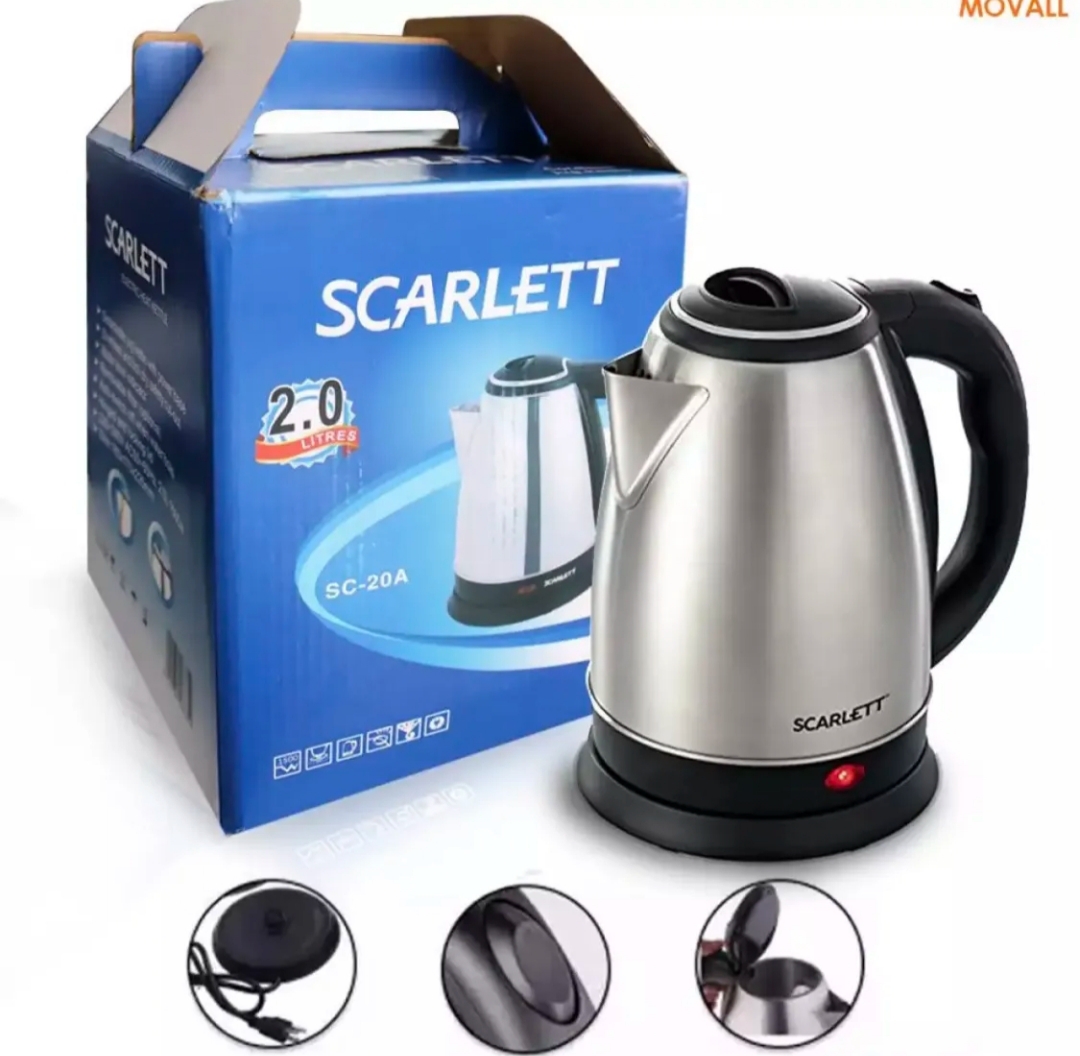 SCARLETT Stainless Steel Electric Heat Kettle 2.0 liters 2L for Boiling