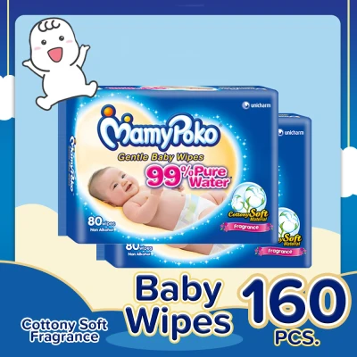 Mamypoko Baby Wipes with Fragrance - 80 pulls x 2 packs (160 pulls)