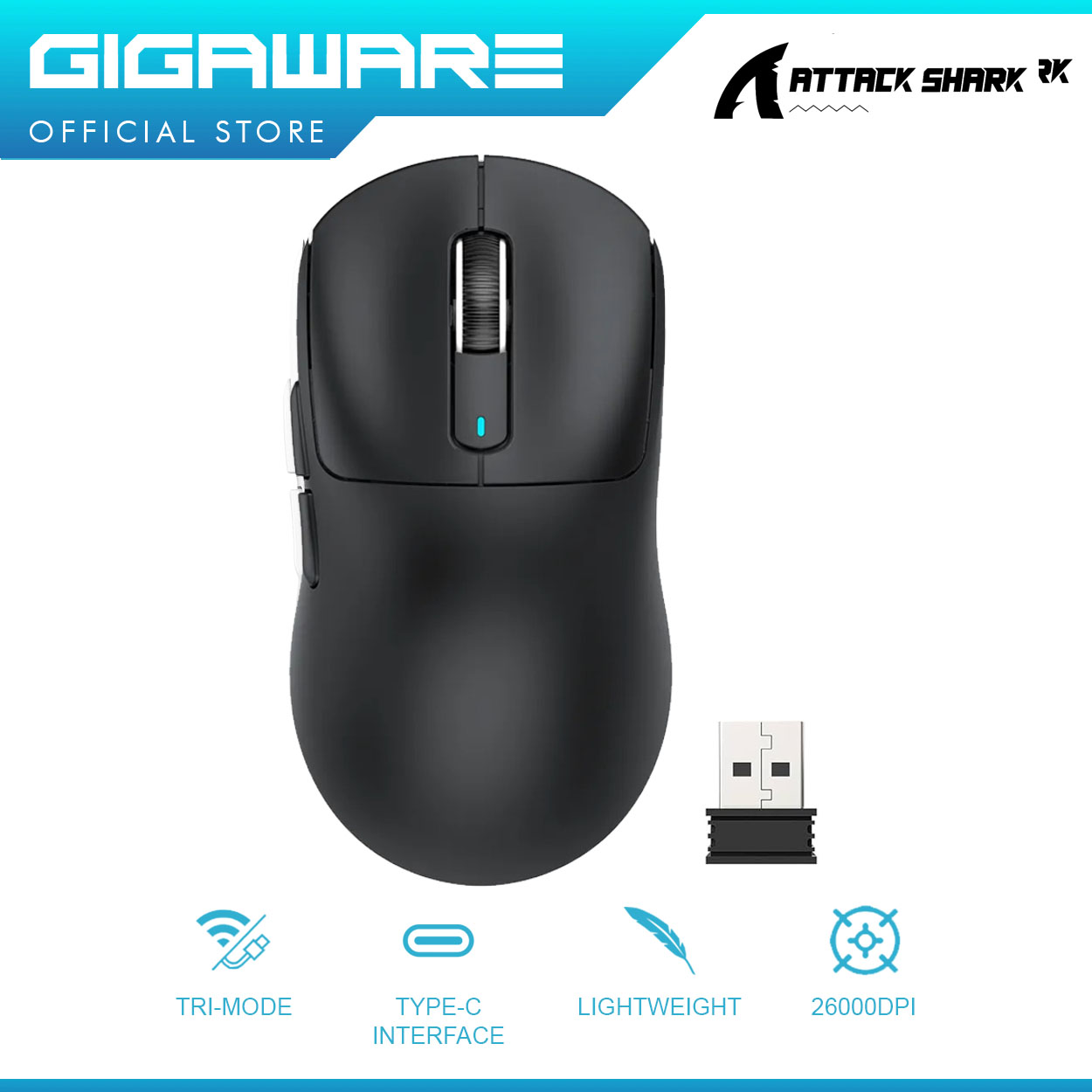 Attack Shark X3 Wireless Gaming Mouse Lightweight Tri-Mode 2.4G USB-C ...