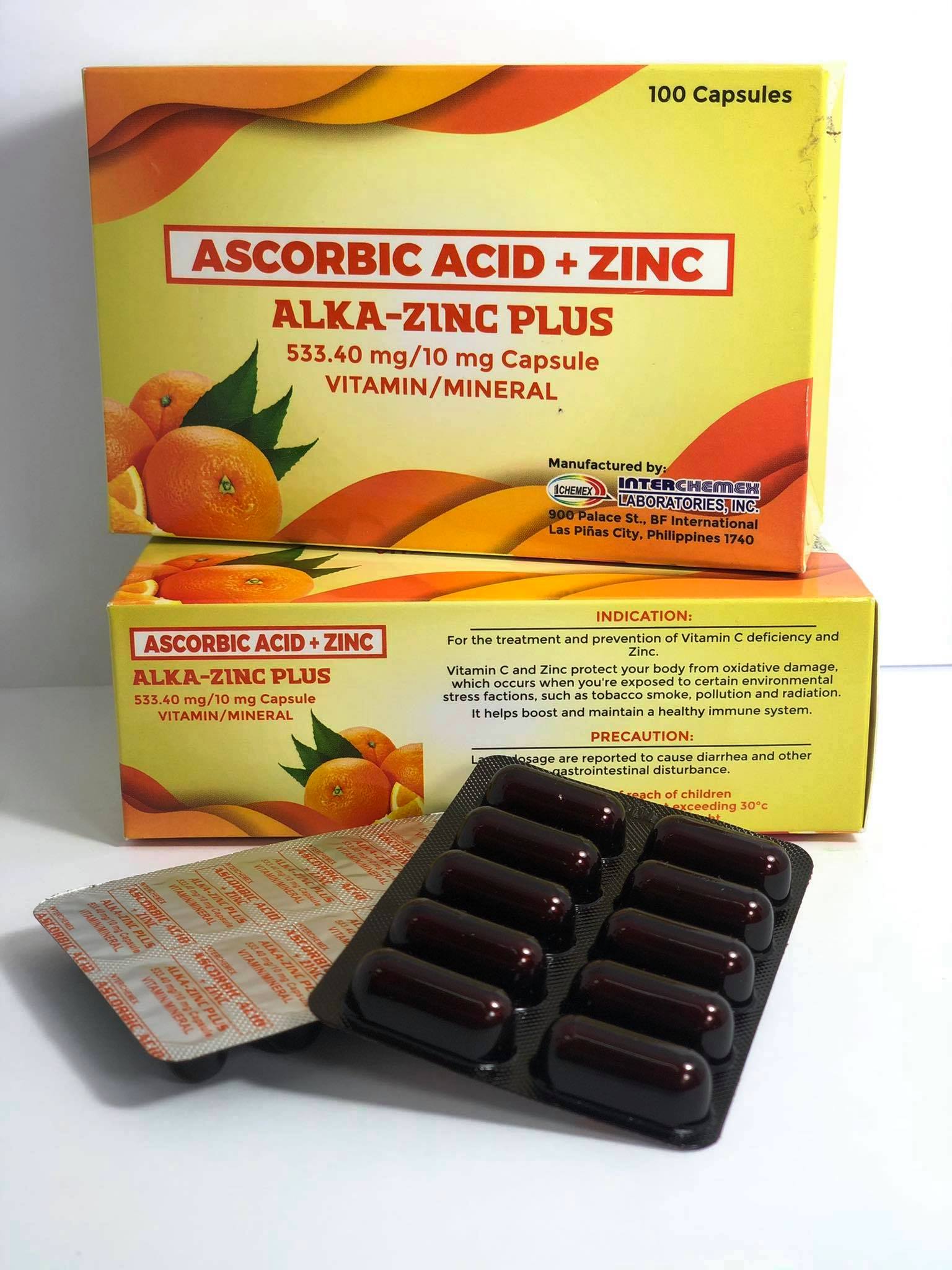ALKAZINC PLUS ( ascorbic acid + zinc ) 533.40mg 100 capsules Lazada PH