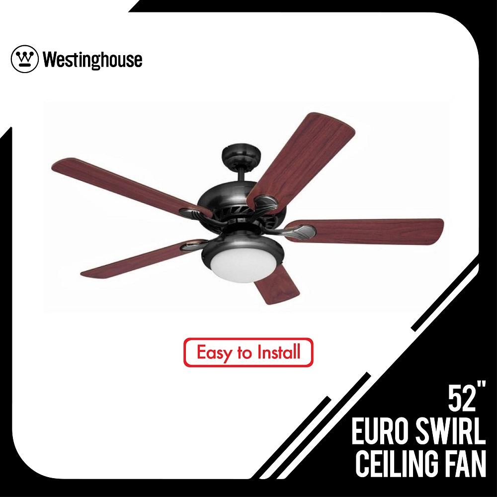 Westinghouse 78569 Euro Swirl 52 Ceiling Fan Iron Finish Energy Saving Electric Anti Mosquito Ceiling Fan