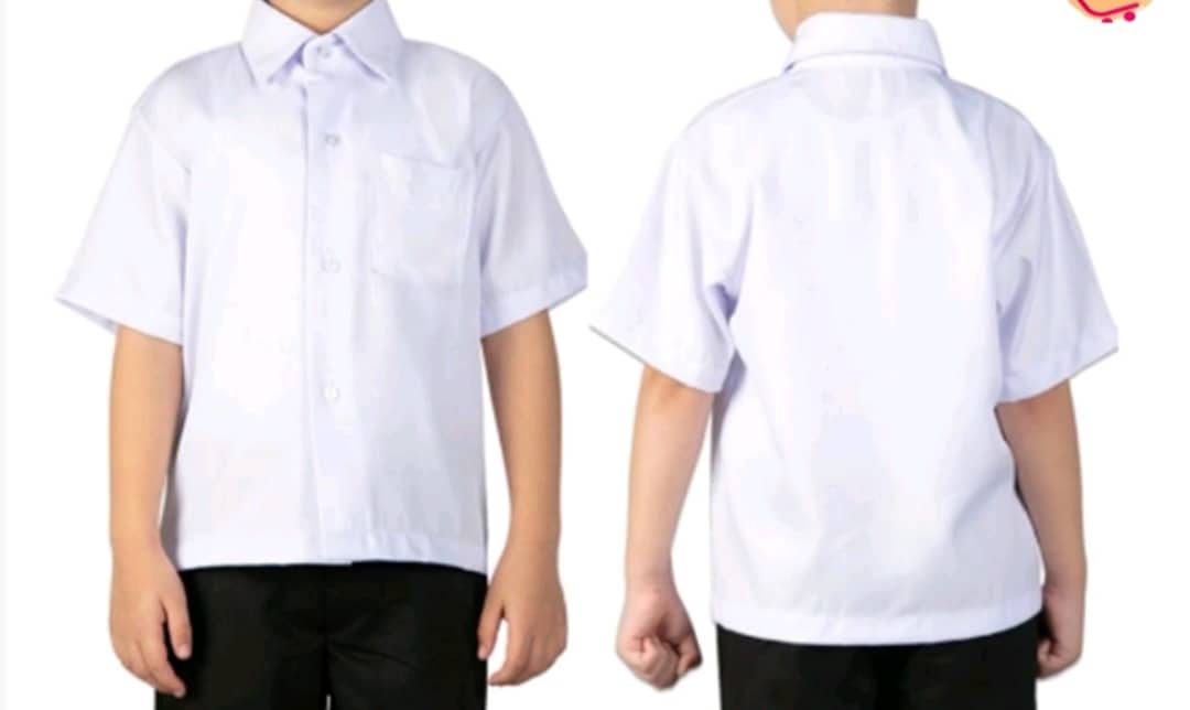 Plain White School Uniform Polo Straight Polo Jacket Collar good quality straight cut