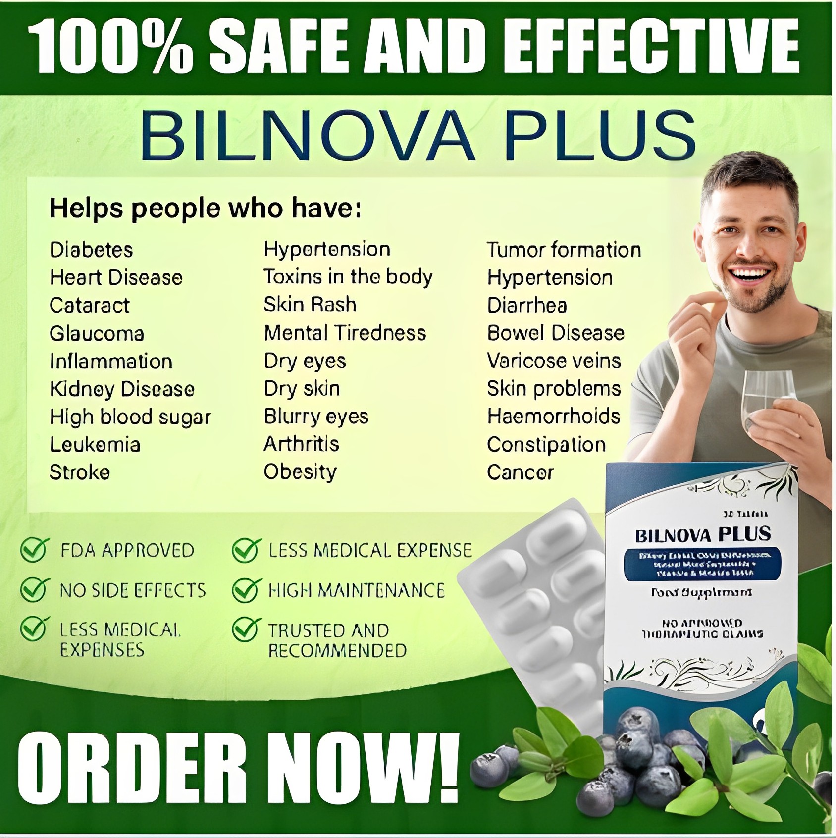 Bilnova Plus Dietary Supplement Improve Blood Circulation Reduce the