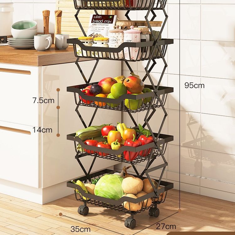 Kitchen Vegetable Basket Rack Stainless Steel 5 Tier Kitchen Swivel