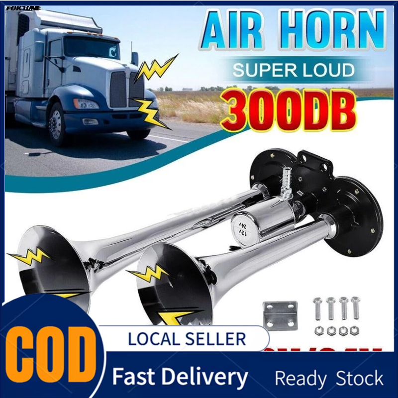 Original+24hours delivery 300DB Car Horn Super Loud 12V/24V Dual Trumpet  Air Horn Compressor For Car Truck Boat Train Horn Hooter For Auto Sound  Signal