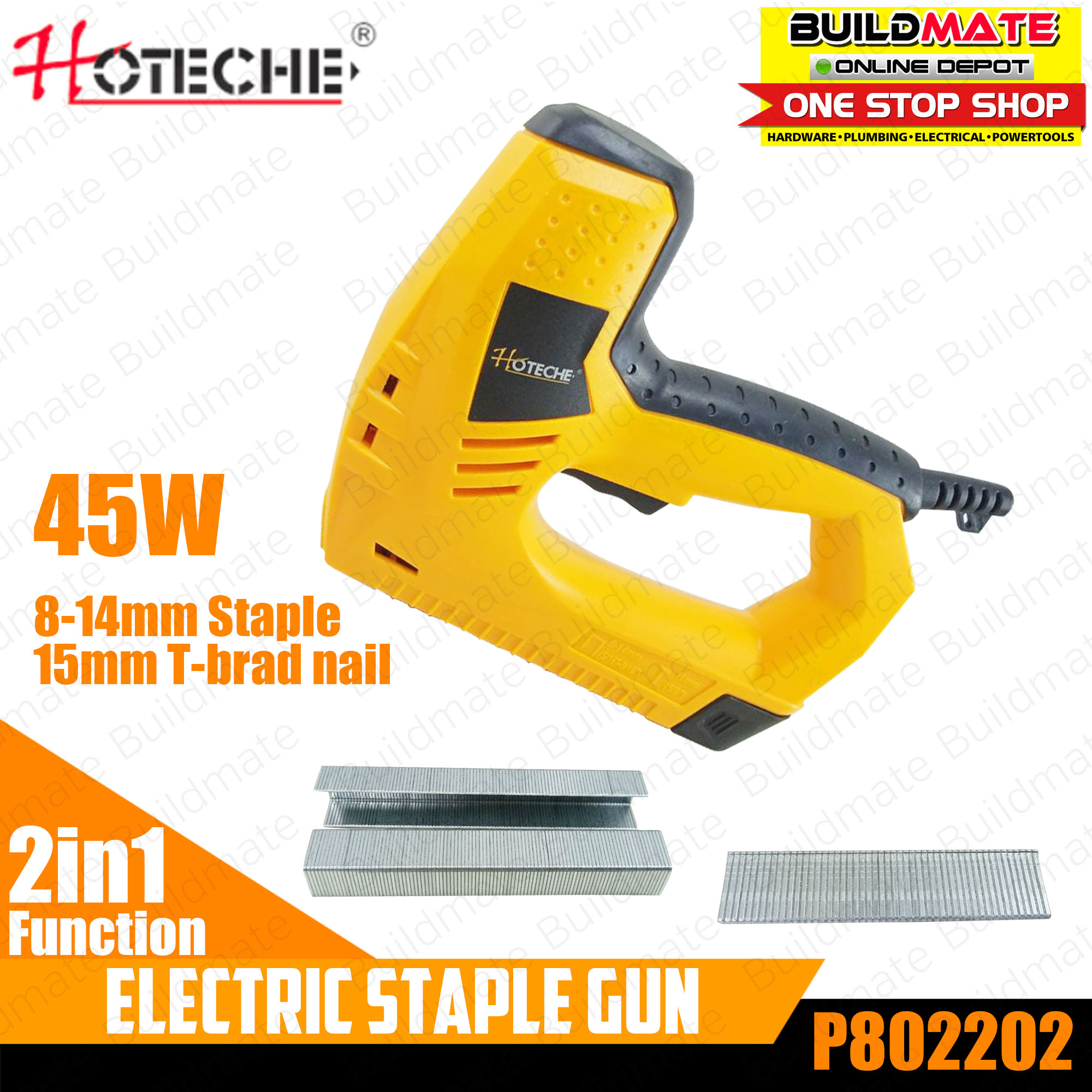 HOTECHE 2 in 1 Function Electric Staple Gun & Brad Nailer 45W P802202
