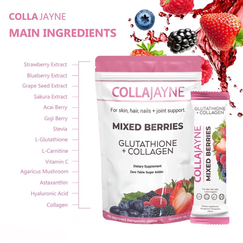 ONHAND COLLAJAYNE MIXED BERRIES (Glutathione Collagen) By Jayne's