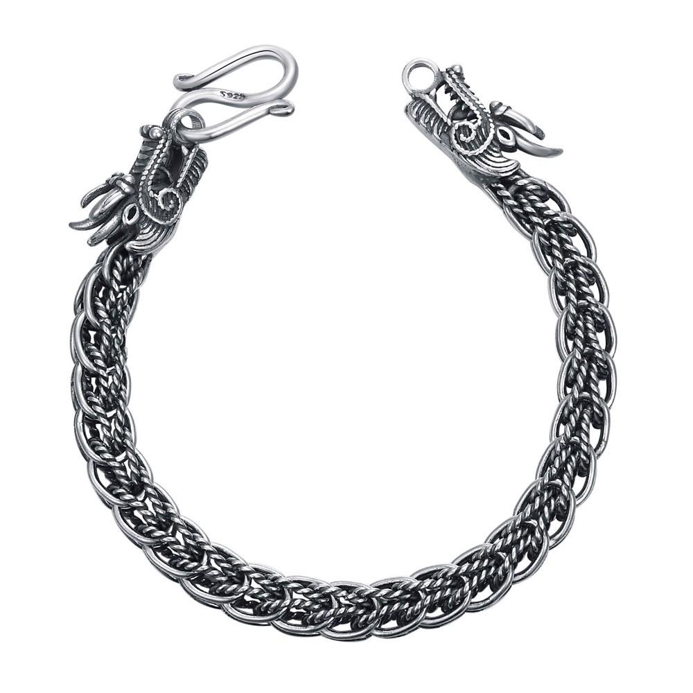 925 Sterling Silver Dragon Bracelet Dragon Head Bracelet  Etsy  Dragon  bracelet Silver bracelet Gold chains for men
