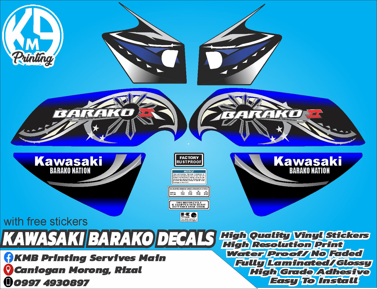 Kawasaki Barako 2 Sticker Decals Complete Set Lazada Ph