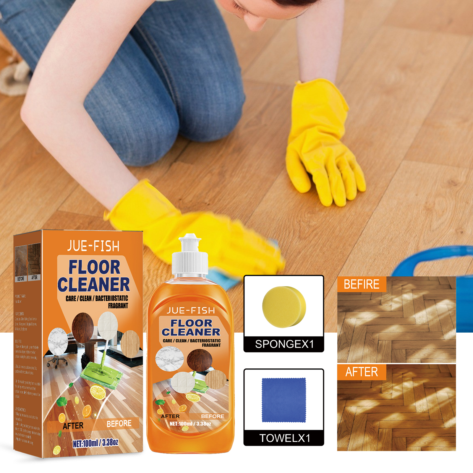 JUEFISH Floor Cleaner Allaround Dissolving Cleaning Liquid household