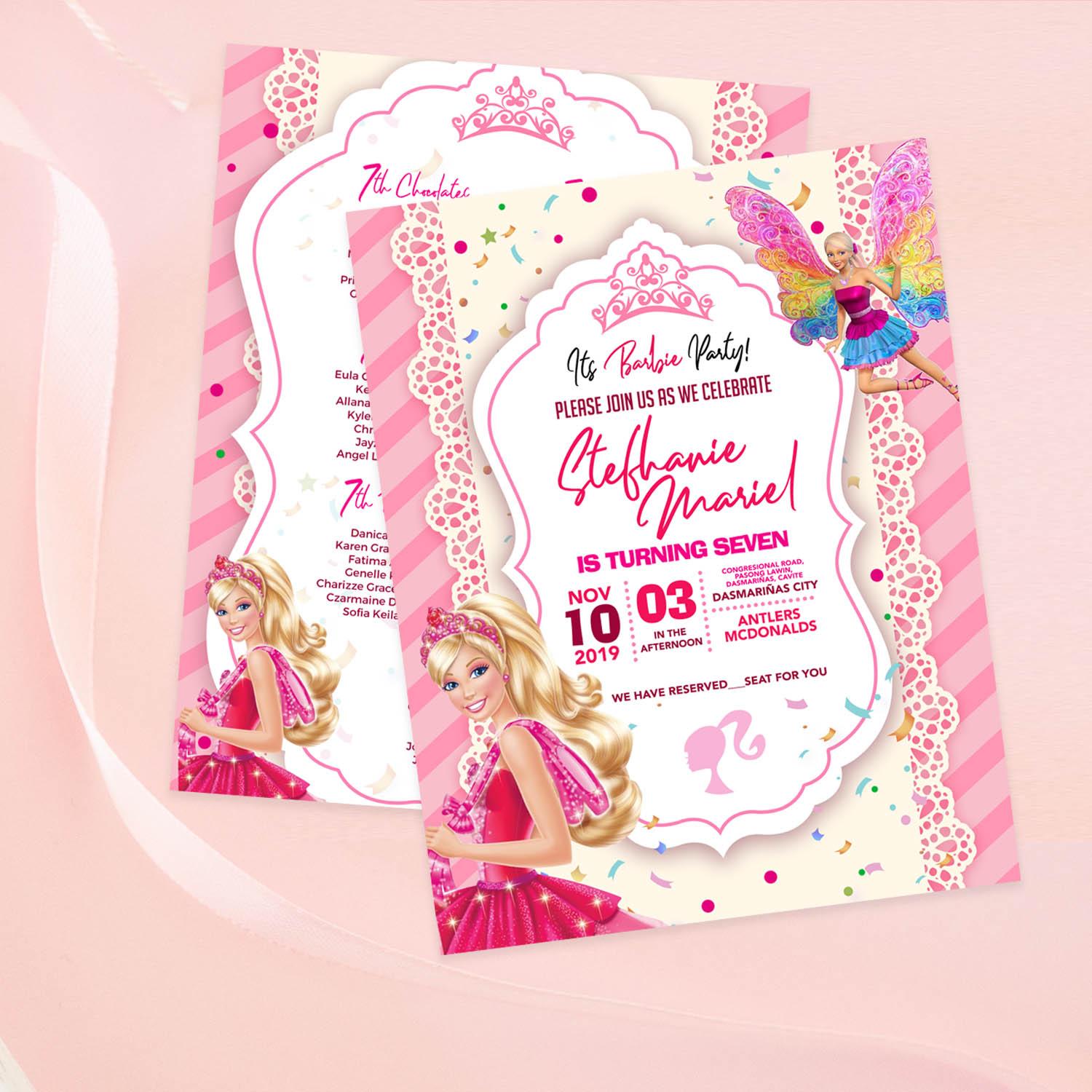 Personalized Barbie Birthday Invitation Cards 16 Pcs Ph