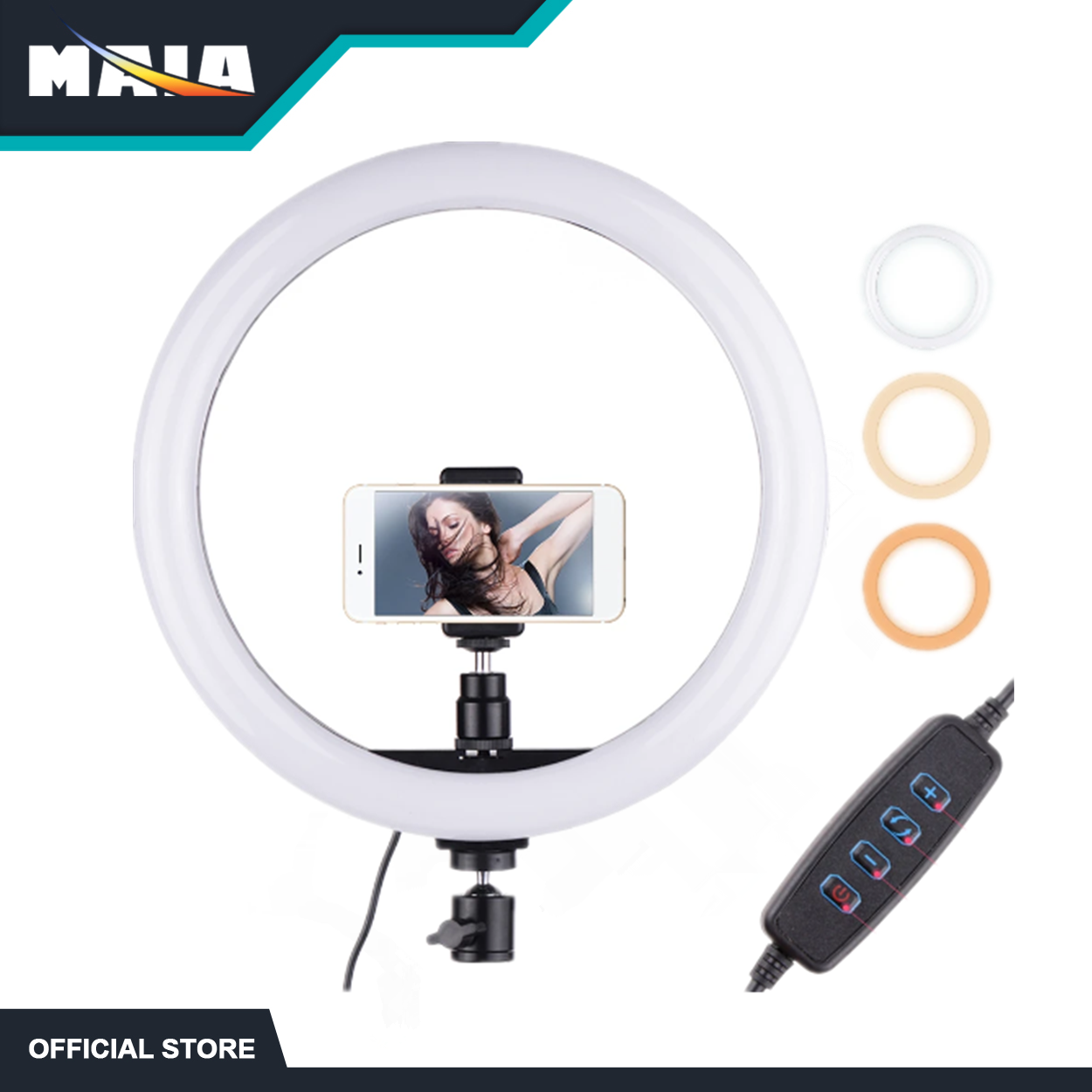 MAIA 26cm Ring Light Beauty Fill Light Dual Gimbal with Mobile Phone