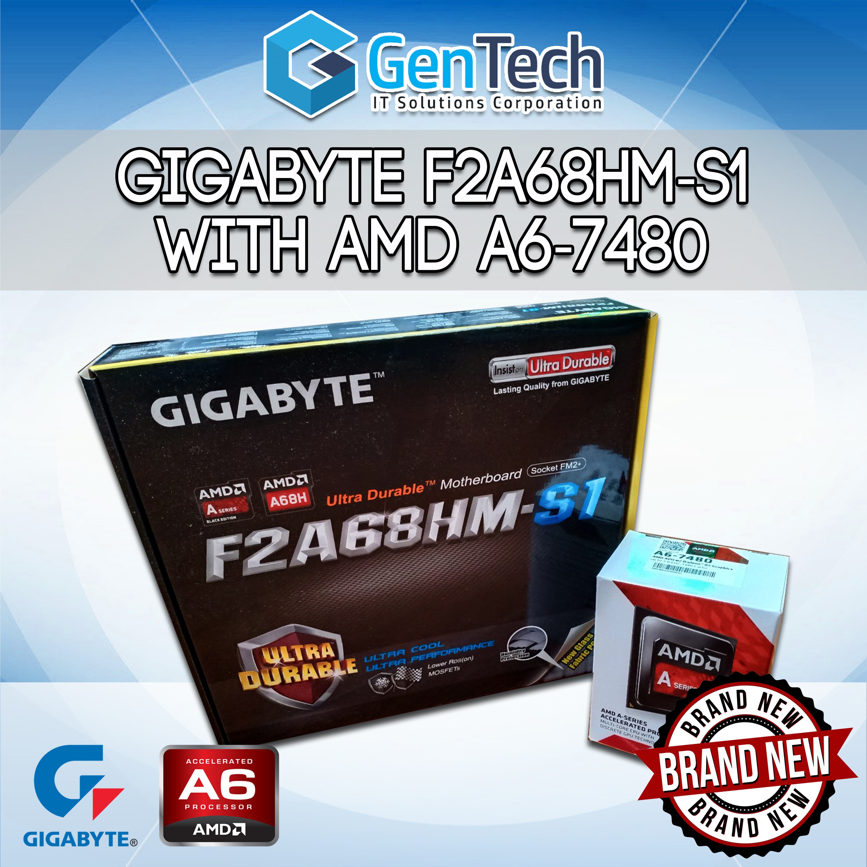 Gigabyte Fm2 PCIe Ddr3 Motherboard Socket + AMD A6-7480 Dual-Core 3.8 ...