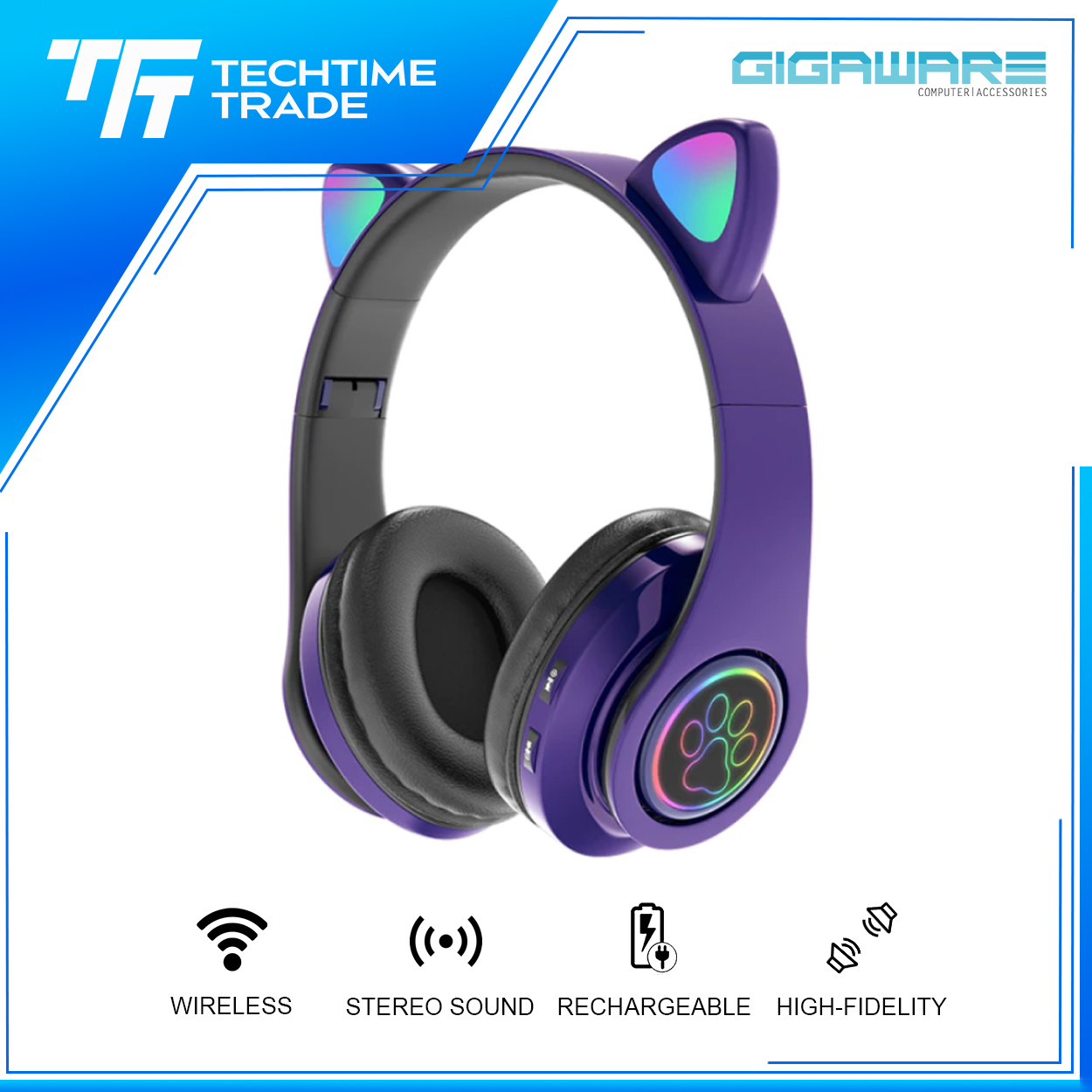 Gigaware Cat Ear LX-B39B Gaming Headphone Wireless Bluetooth