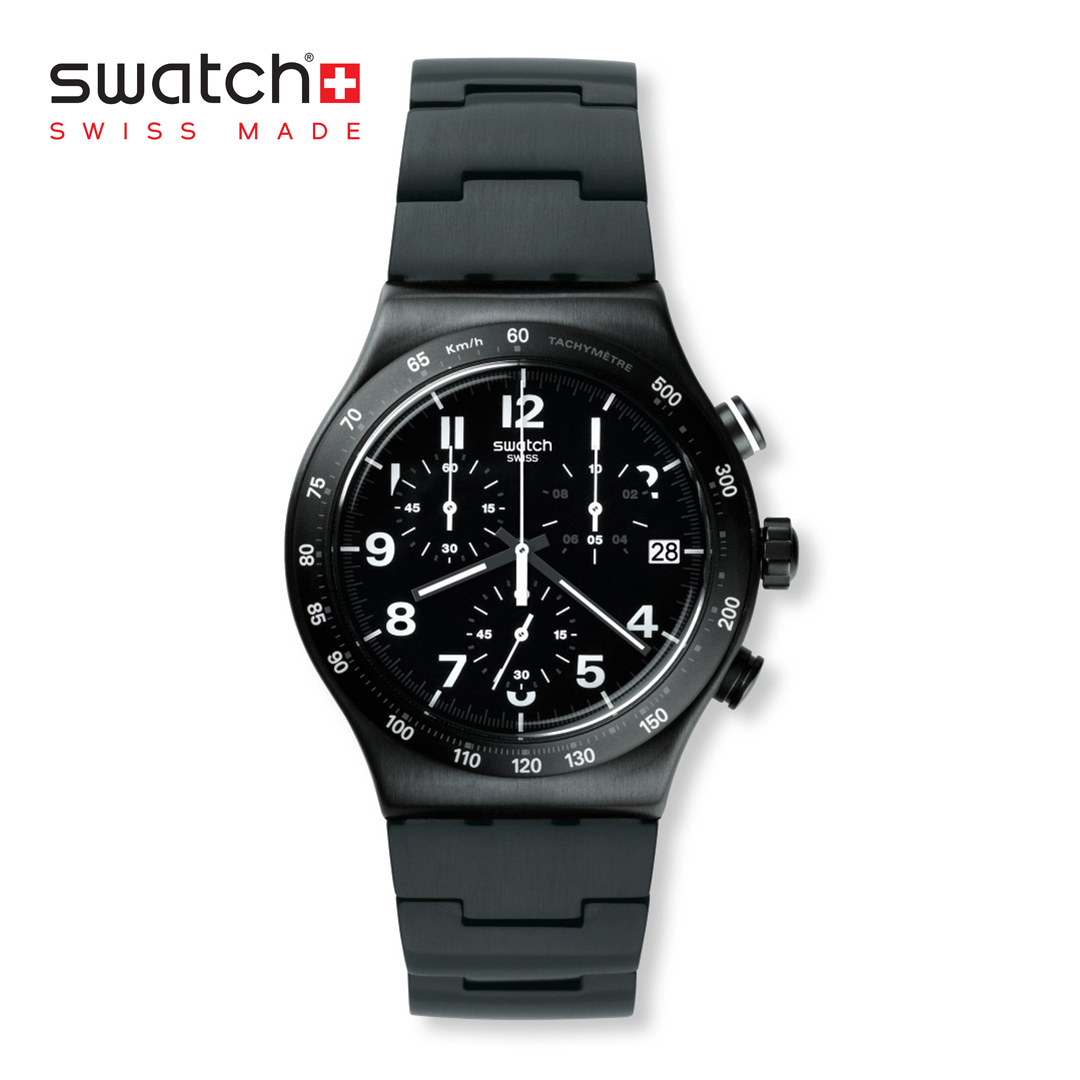 swatch black chronograph