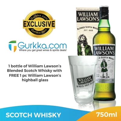William Lawson's Blended Scotch Whisky 750ml with William Lawson's Highball glass