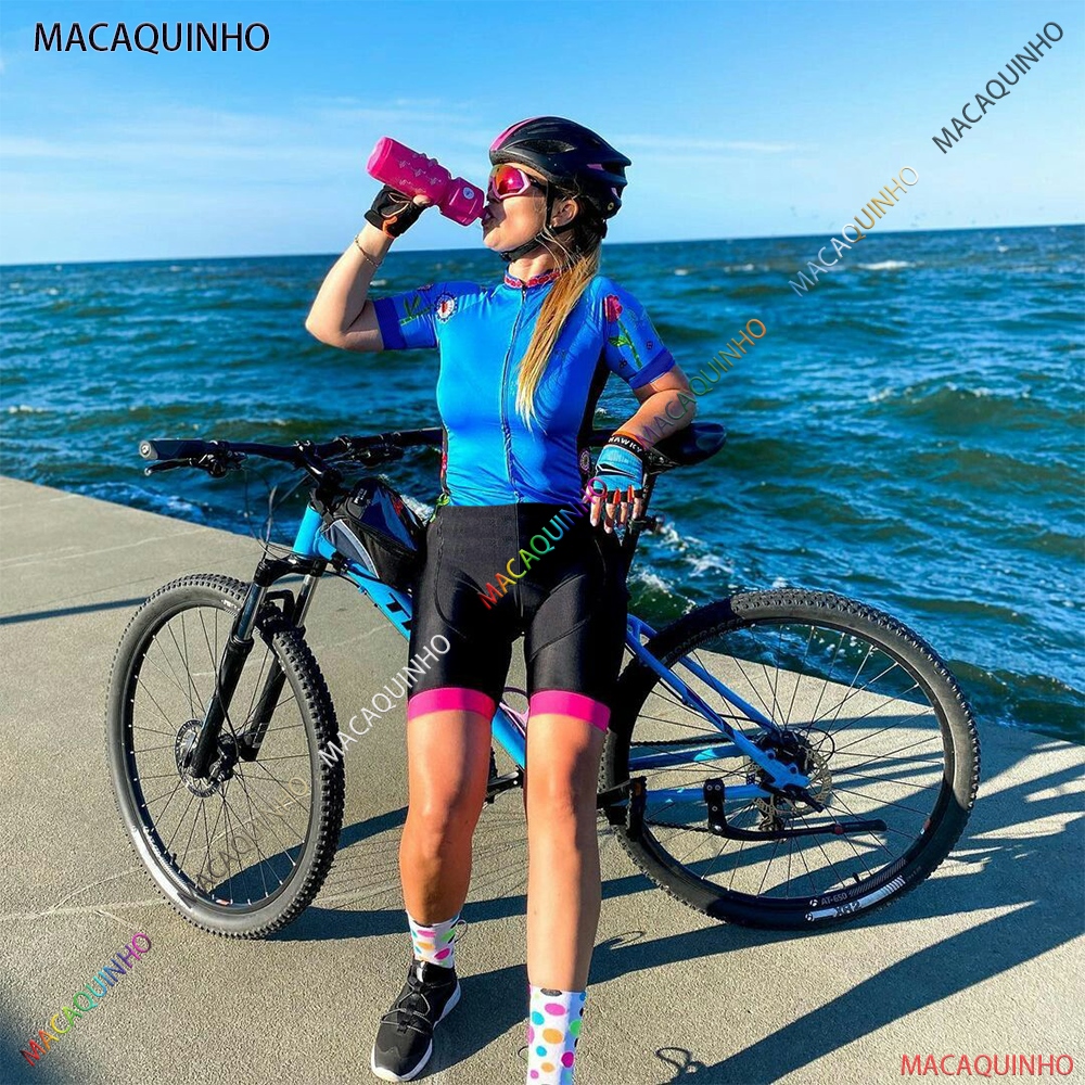 Kafitt Women's White Short Sleeve Cycling Clothes Triathlon Skinsuit Sets  Macaquinho Ciclismo Feminino Bike Jumpsuit Kits Summer