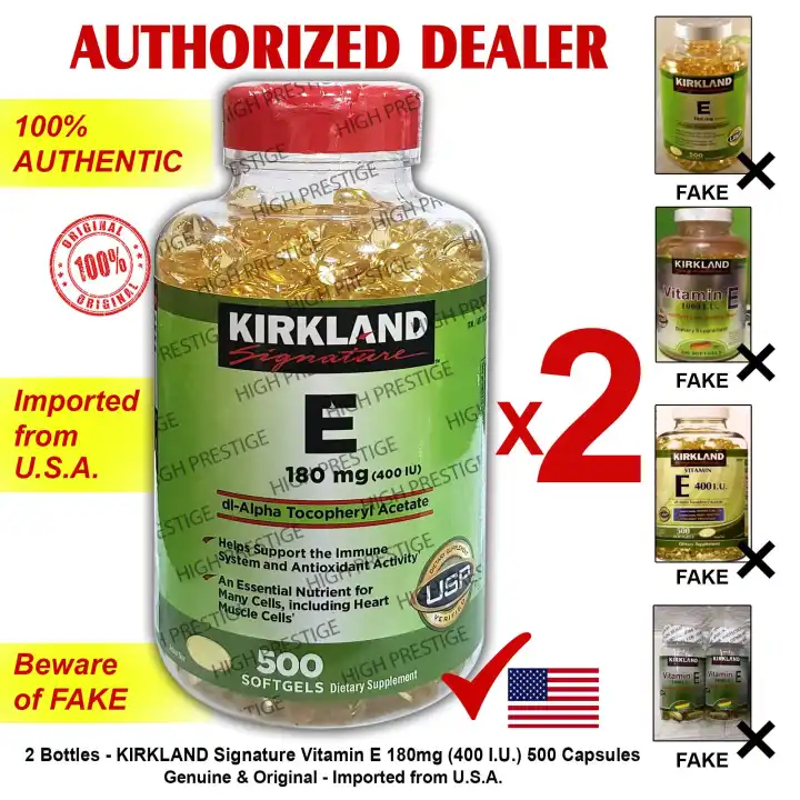 Kirkland Signature Vitamin E 180mg 400 I U 500 Soft Gel Softgel Capsules Per Bottle Authentic From U S A Set Of 2 Bottles Lazada Ph