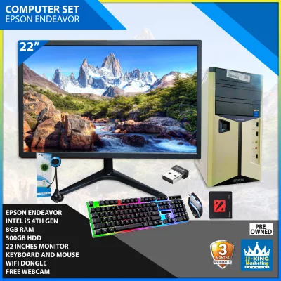 Computer Set Package / Epson Endeavor / Intel i5 4th Gen / 8gb Ram / 500gb HDD / 22 Inches Monitor / Keyboard and Mouse / Mousepad / Free Webcam / Wifi ready / GOOD FOR ONLINE SCHOOLING / WORK FROM HOME / GAMING PC