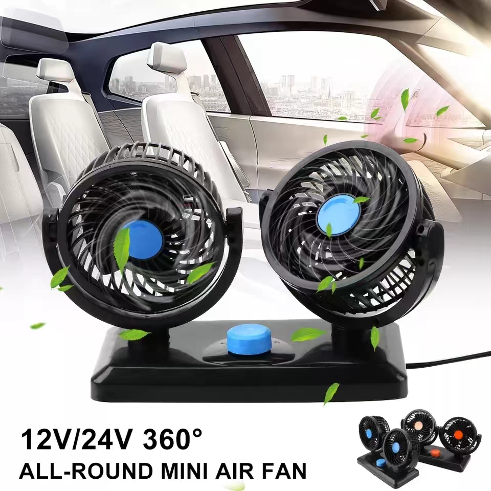 Double Headed Car Fan 360 Degrees Vehicle Electronic Fan Car Auto Air
