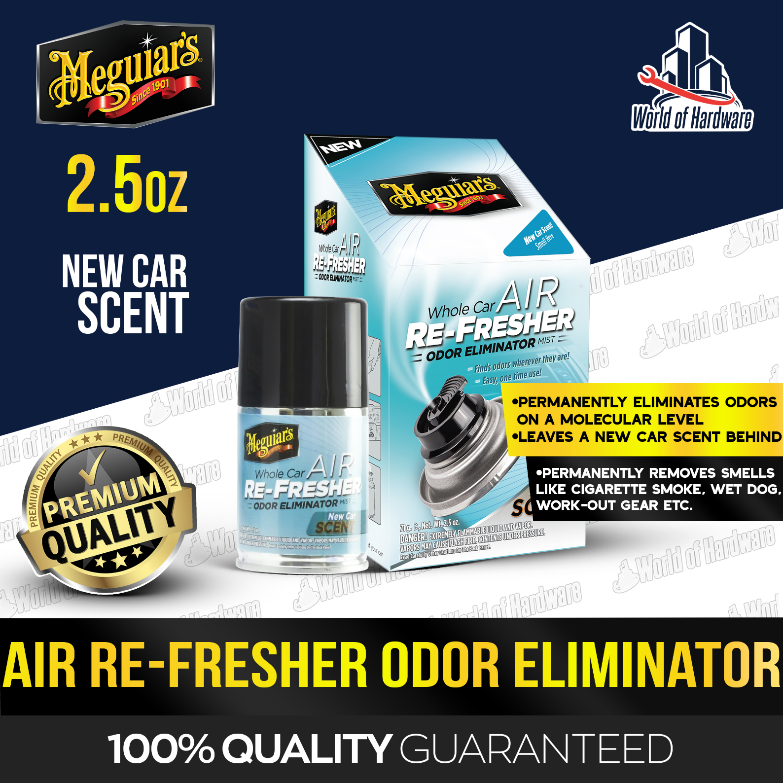 Meguiar's Whole Car Air ReFresher Odor Eliminator Mist (G16402) New
