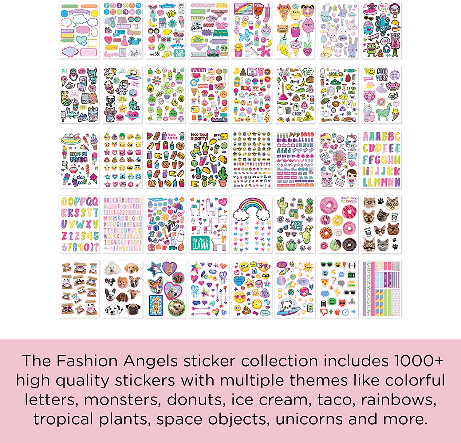 Fashion Angels 1000+ Cute Stickers, 40-Page Sticker Book for Kids Ages 6+  and Up