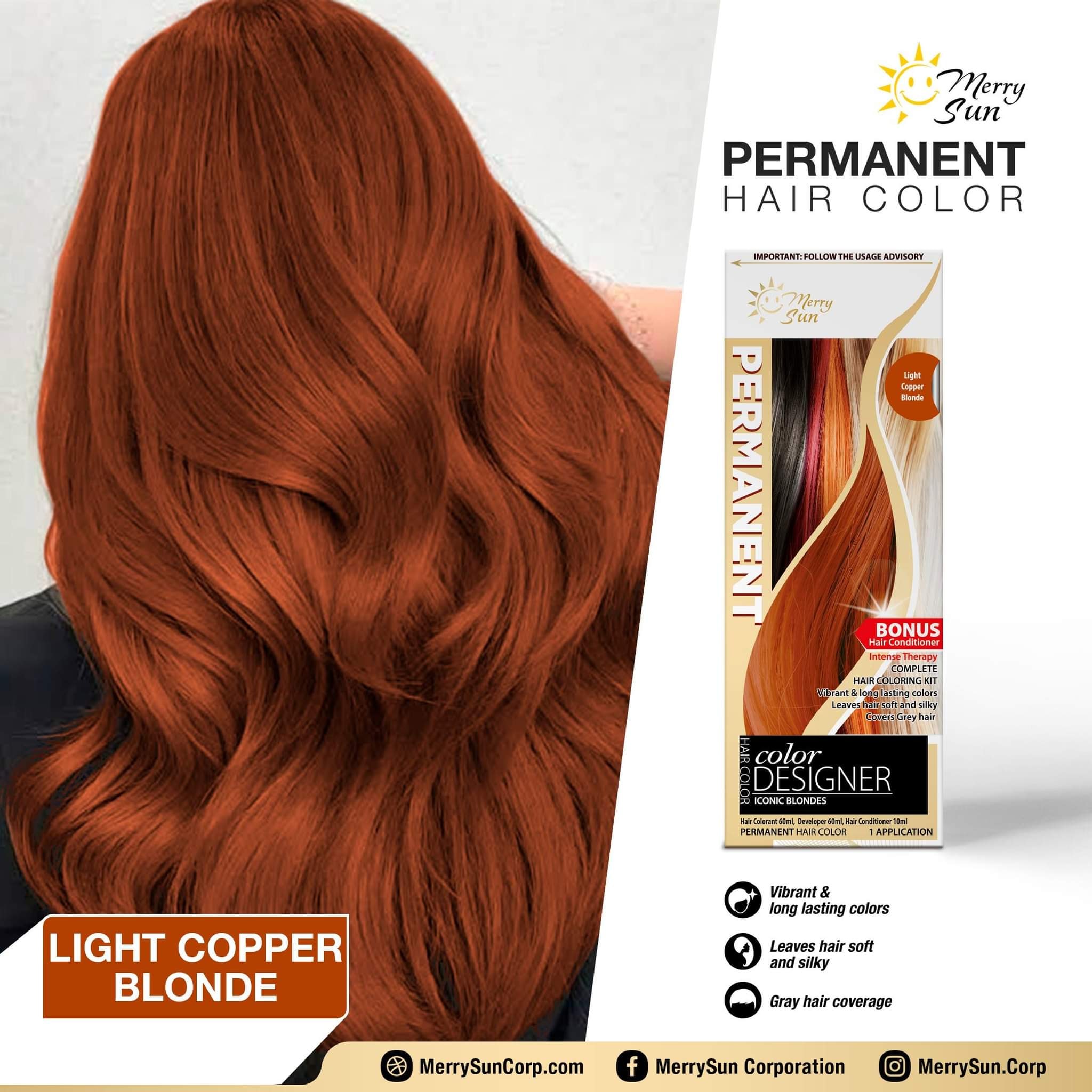 Merry Sun Permanent Hair Color Light Copper Blonde | Lazada PH