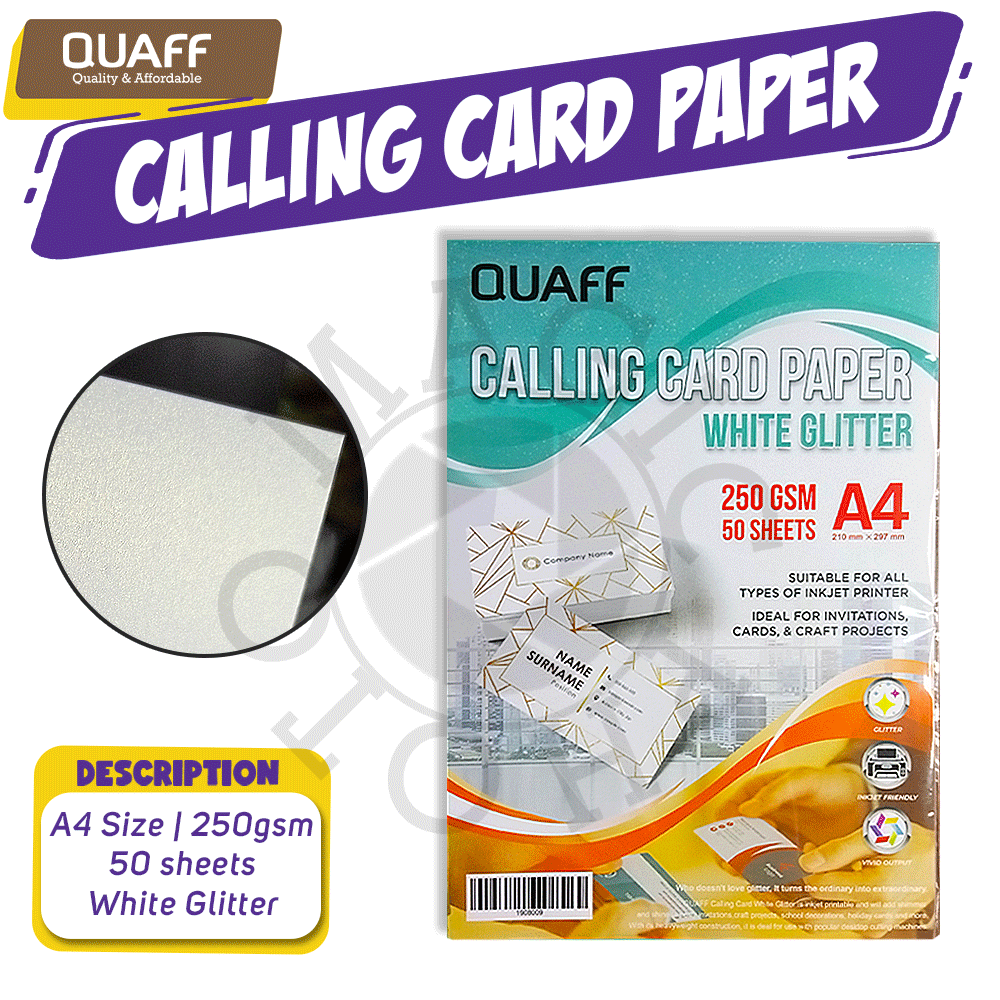 Magic Photo Quaff Double Sided Glitter Calling Card Paper A Size