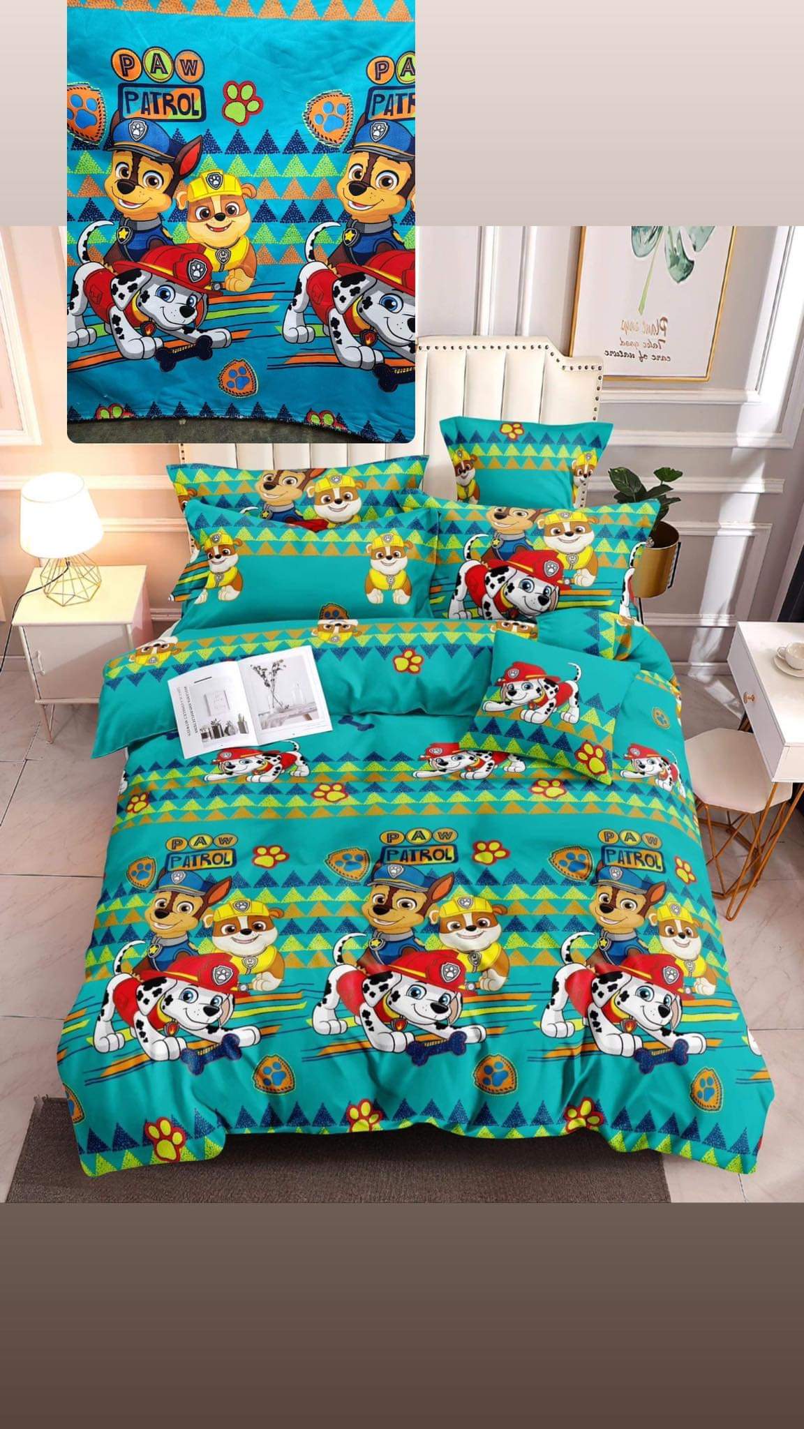 “PAW PATROL ” 4Corner Garterized High Quality Premium Cotton Collection (1 Fitted Bedsheet With 2 Pillow Case) | Lazada PH