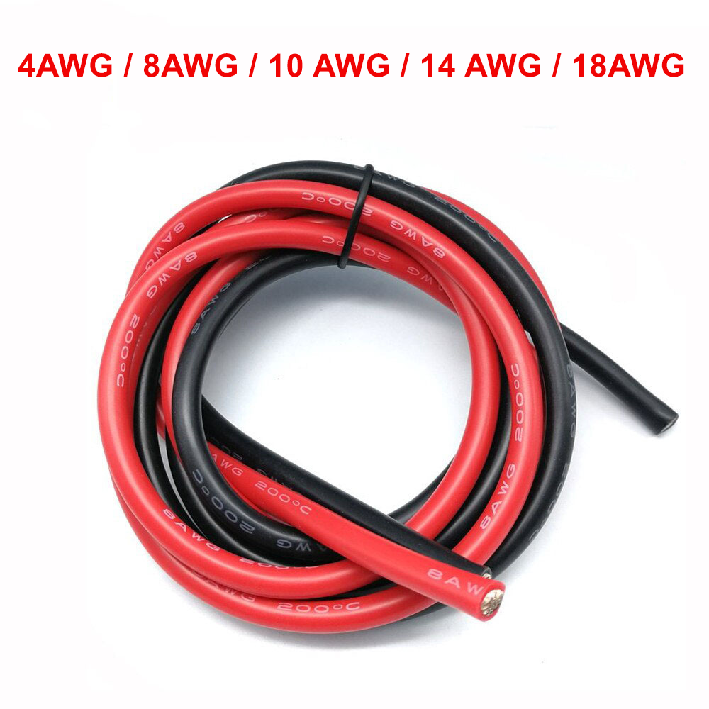 4 AWG 8 AWG 10 AWG 14 AWG 18 AWG Gauge Wire Silicone Flexible Cable Red