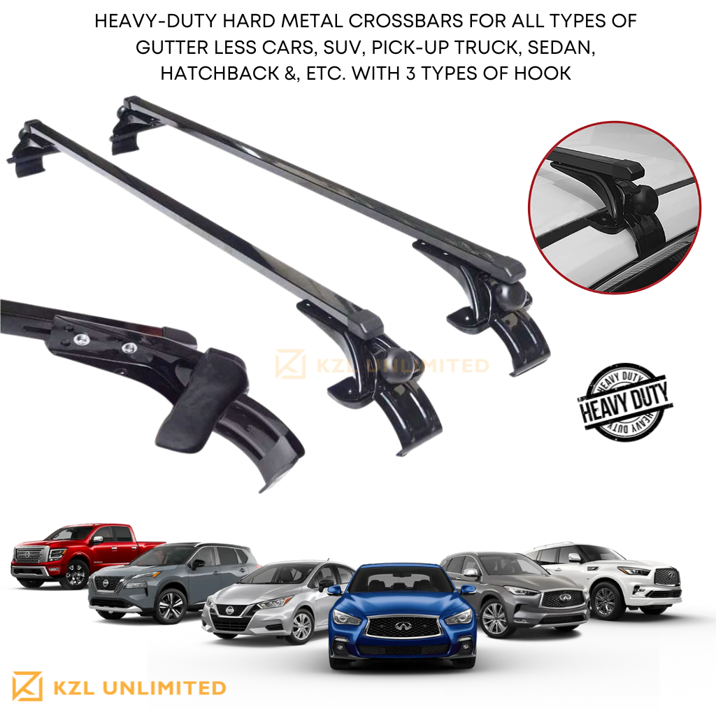 Heavy-duty Hard Metal Crossbars for All Types of Gutter less Cars, SUV ...