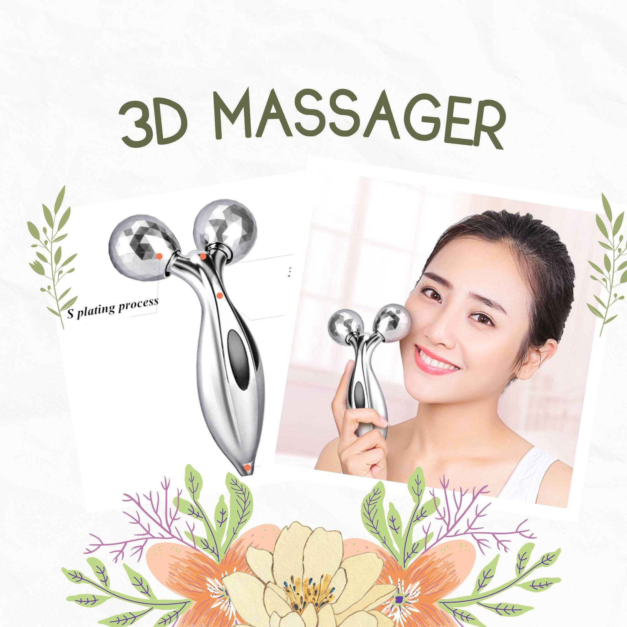 ORIGINAL 3D SOLAR ENERGY MASSAGE ROLLER MICROCURRENT BODY 3D SOLAR