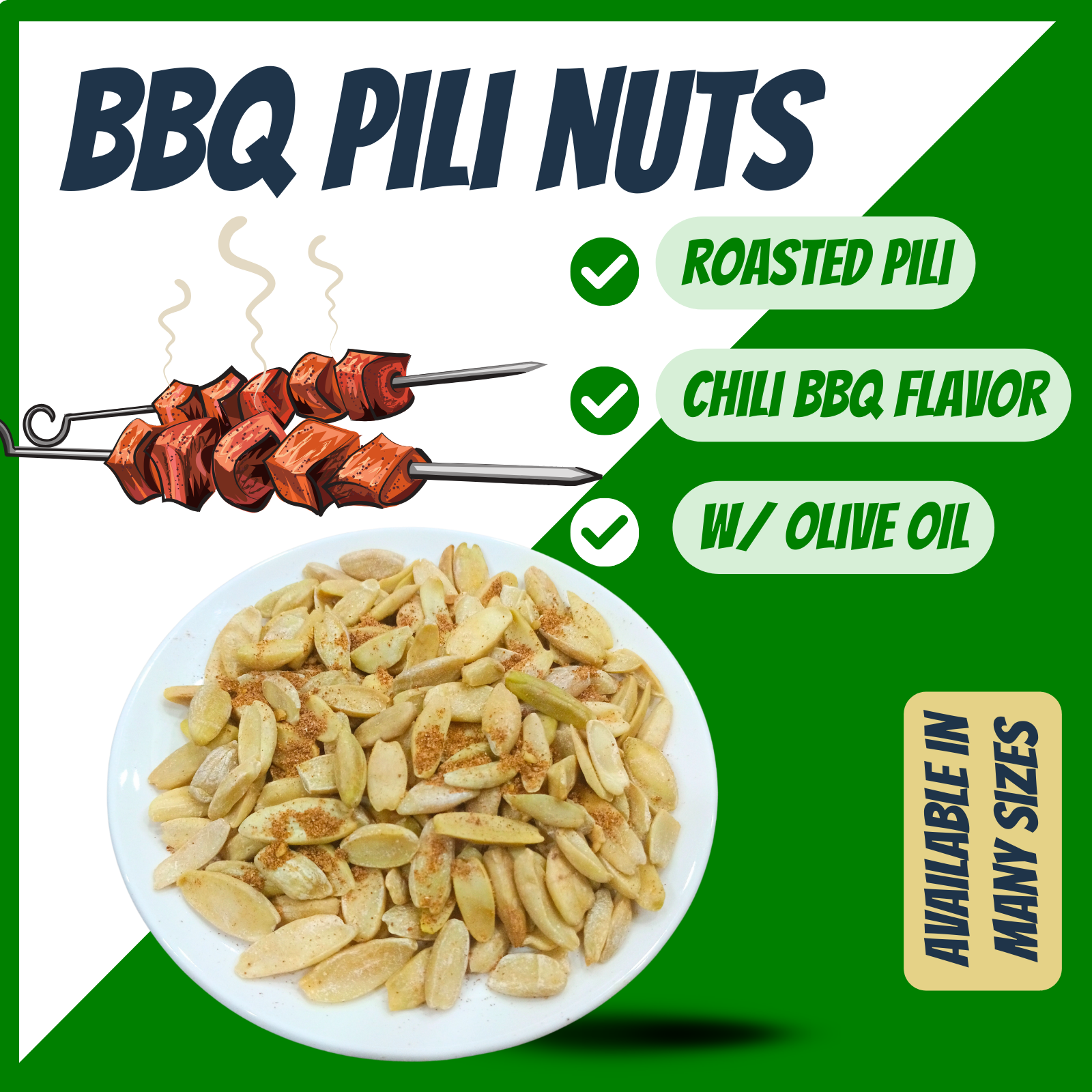 Pili Nuts in Barbeque Flavor BBQ Flavor Infused Roasted Pili Nuts