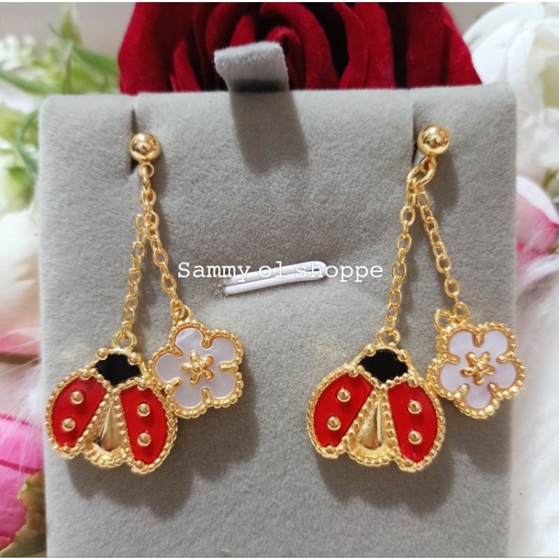SOS vca lady bug 2 motif dangling earring with vca serial/stamp Lazada PH