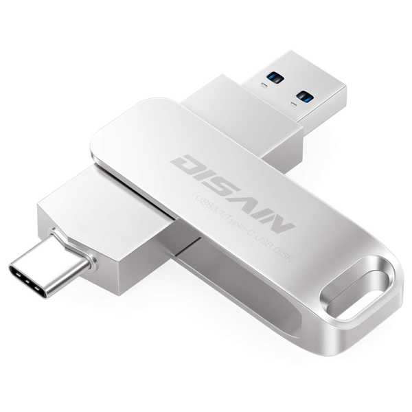DISAIN USB Type C Flash Drive USB C Durable Metal U Disk 2 in 1 Rotary 32G Dual Purpose U Disk
