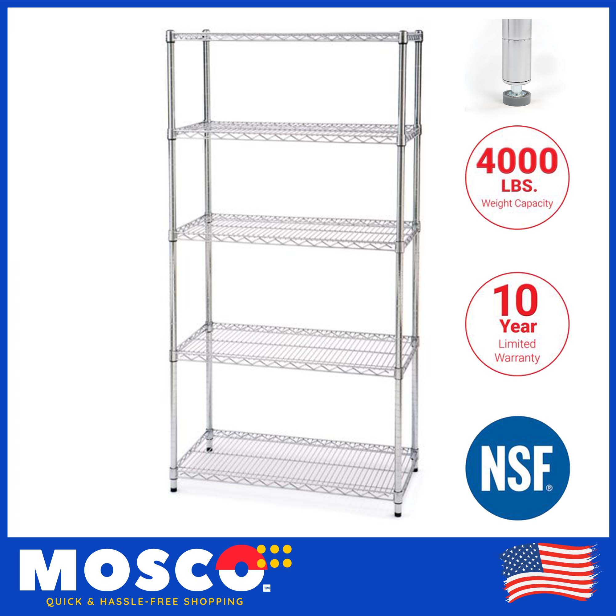 Nsf Certified Steel Wire Shelving, Seville Classics 5 Level Commercial Shelving With Wheels