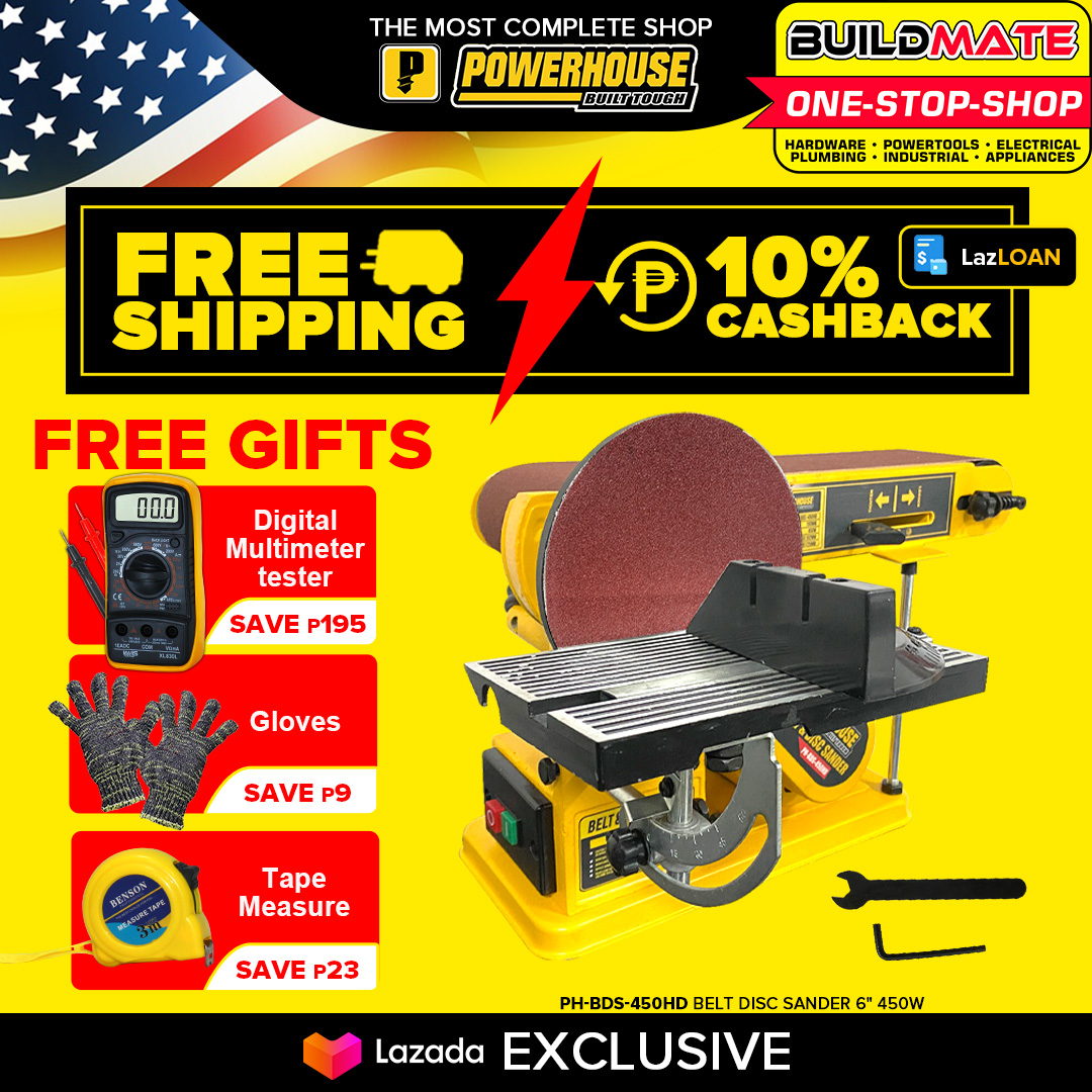POWERHOUSE USA Belt Disc Sander 6" 450W PHBDS450HD + FREE DIGITAL
