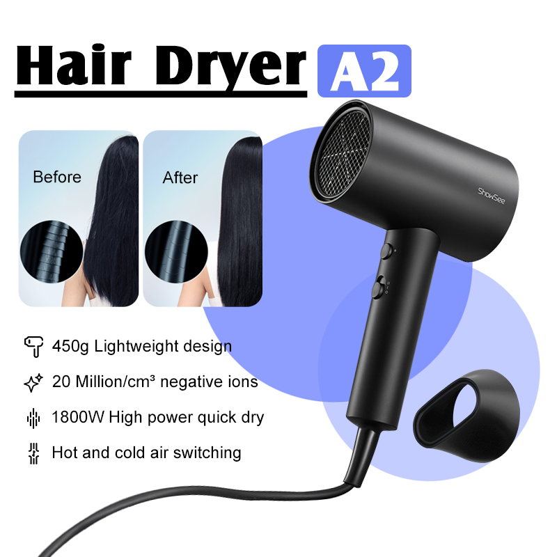 Compra online de Xiaomi showsee anion secador de cabelo difusor portátil  para secador de cabelo íon profissional cabeleireiro secador de cabelo  1800w ventilador