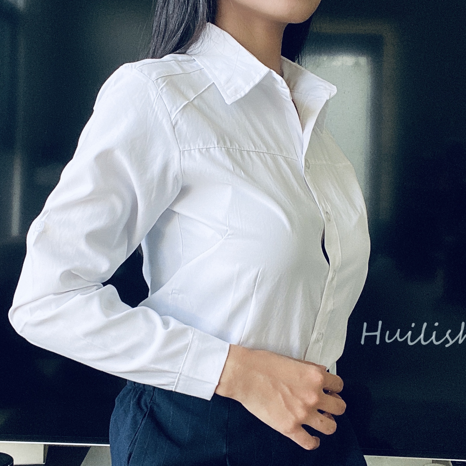 white polo long sleeve womens outfit