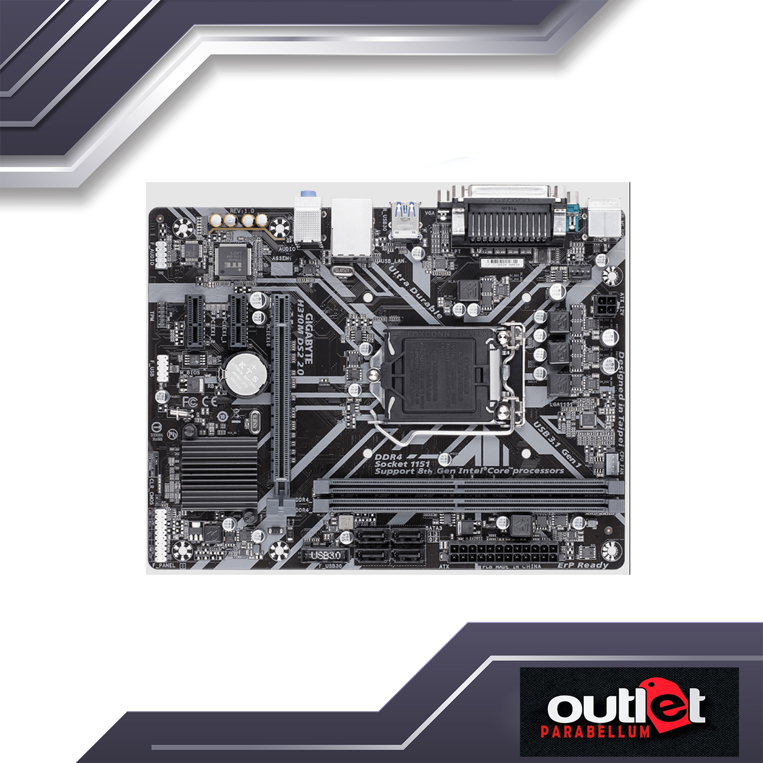 H310m Ds2 Intel H310 Ultra Durable Motherboard REFURBISHED