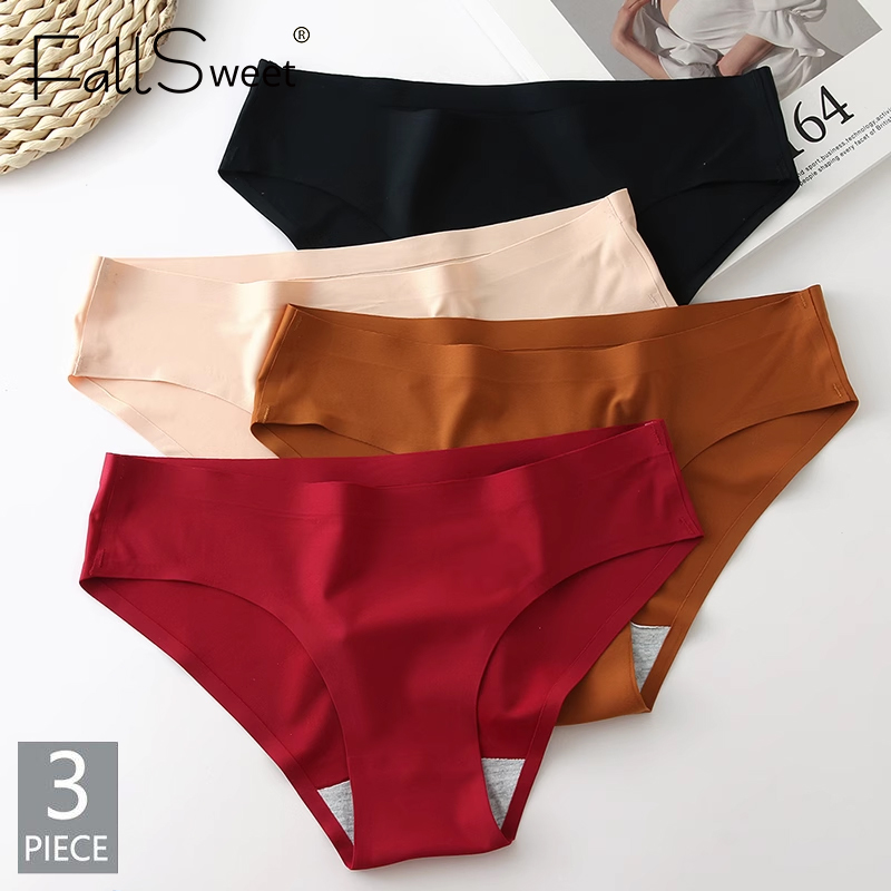 FallSweet 3Pcs/Pack Seamless Panties Women Plus Size Underwear Low