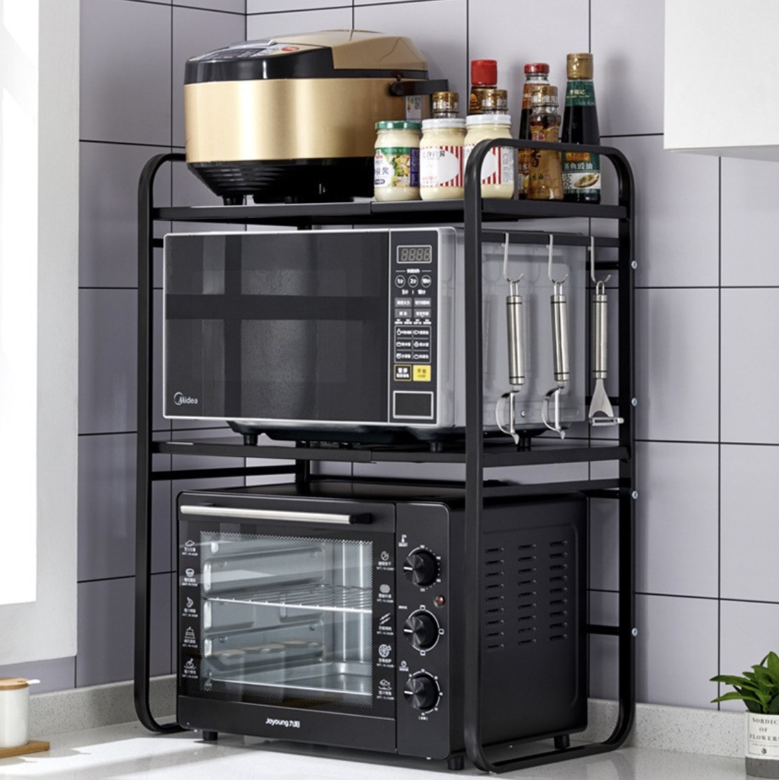 Kitchen Organizer Microwave Oven Rack Expandable and Height Adjustable Kitchen Storage Shelf 1 2